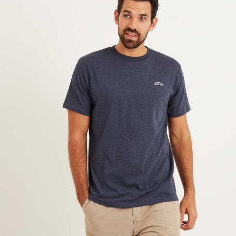 Bones Embroidered Logo Classic Plain T-Shirt Maritime Blue Marl