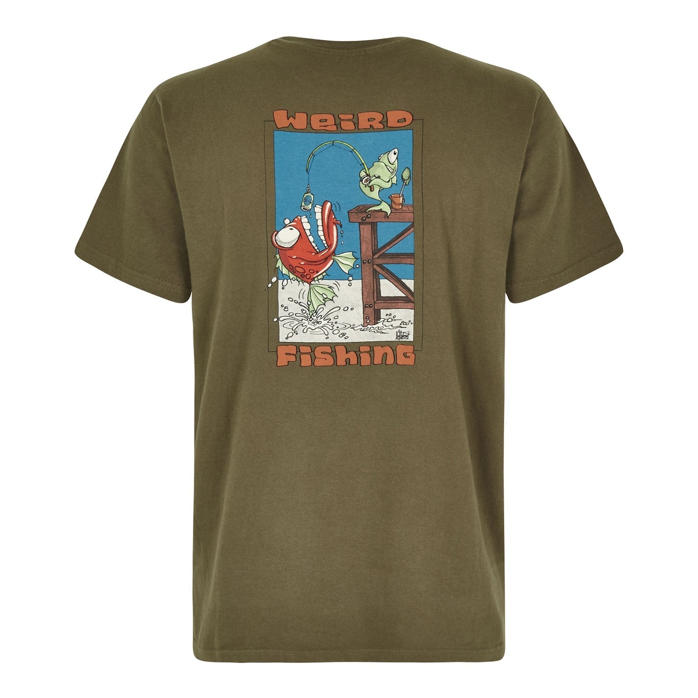 Weird Fishing Artist T-Shirt Khaki Green