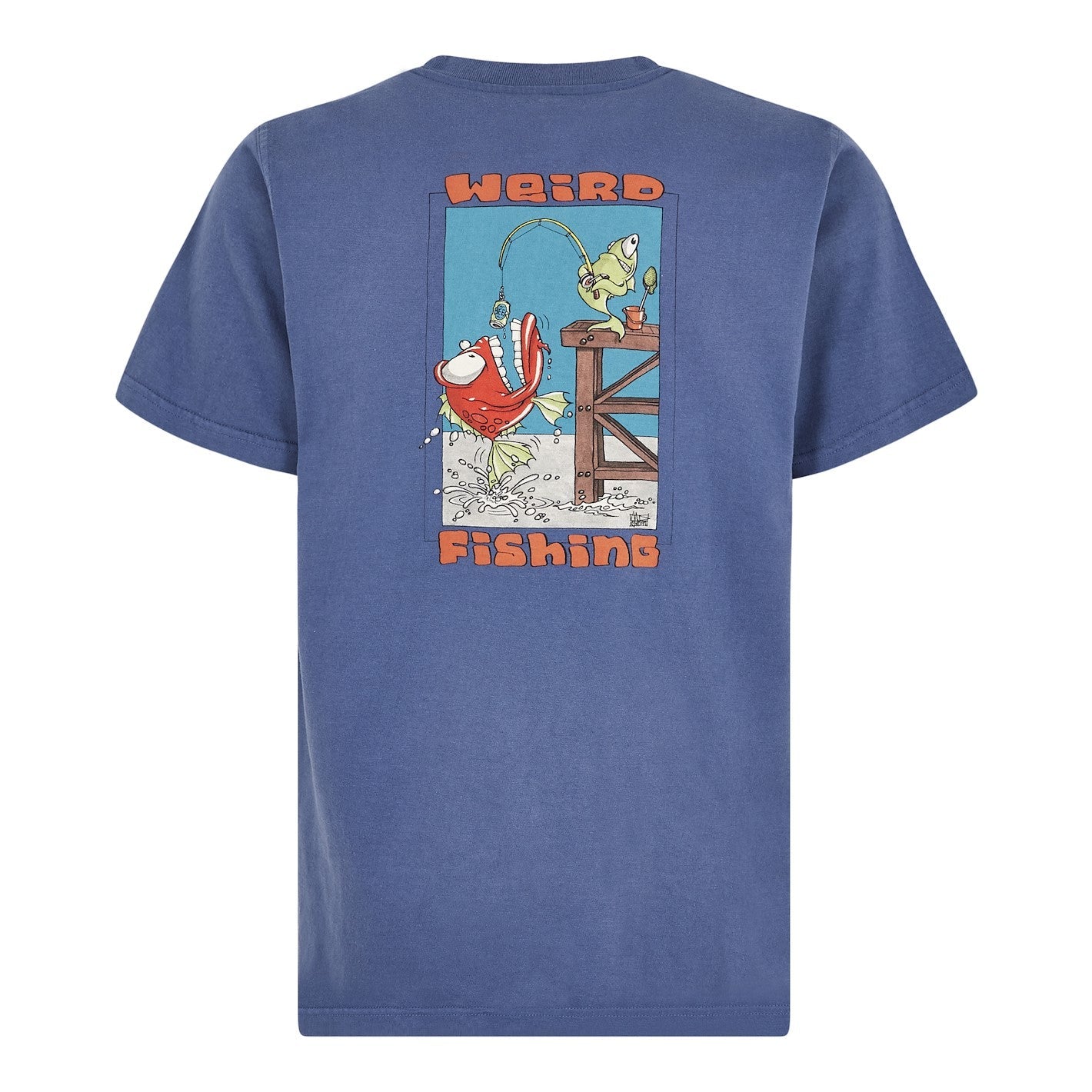 Weird Fishing Artist T-Shirt Blue Indigo