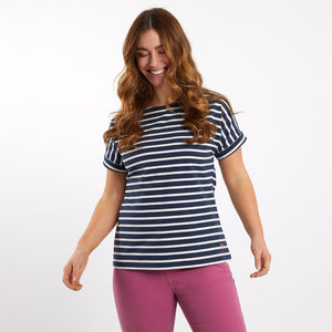 Esha Striped Jersey T-Shirt Dark Navy