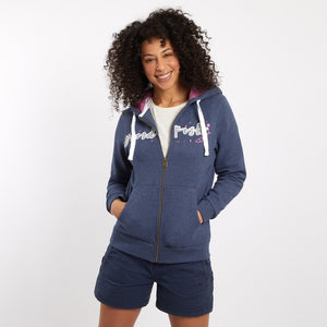 Corinne Branded Zip Through Hoodie Dark Navy