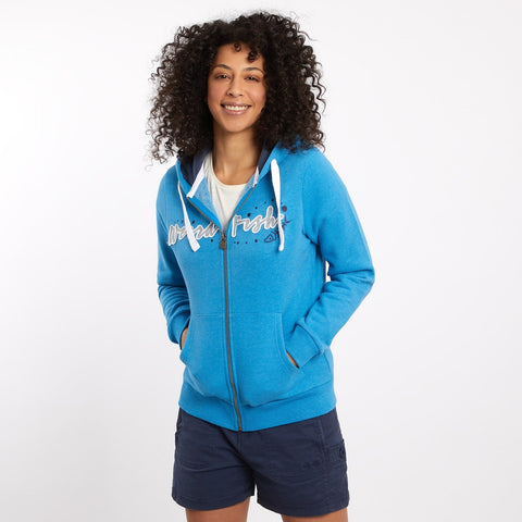 Corinne Branded Zip Through Hoodie Blue Wash