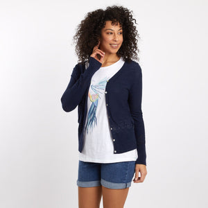 Curran Plain Cotton Cardigan Dark Denim