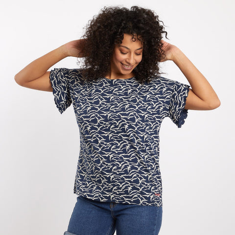 Hazel Patterned Jersey T-Shirt Dark Navy